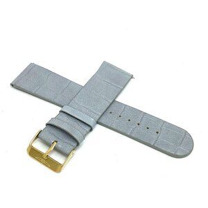 Invicta Watch Replacement Band Gray Leather 26mm Lug Gold Tone Steel Cla…